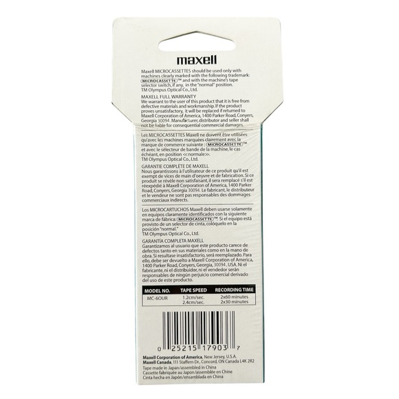$10 or 2/$15 Maxell MC-60UR Microcassette 3-Pack‎ - Picture 2 of 5